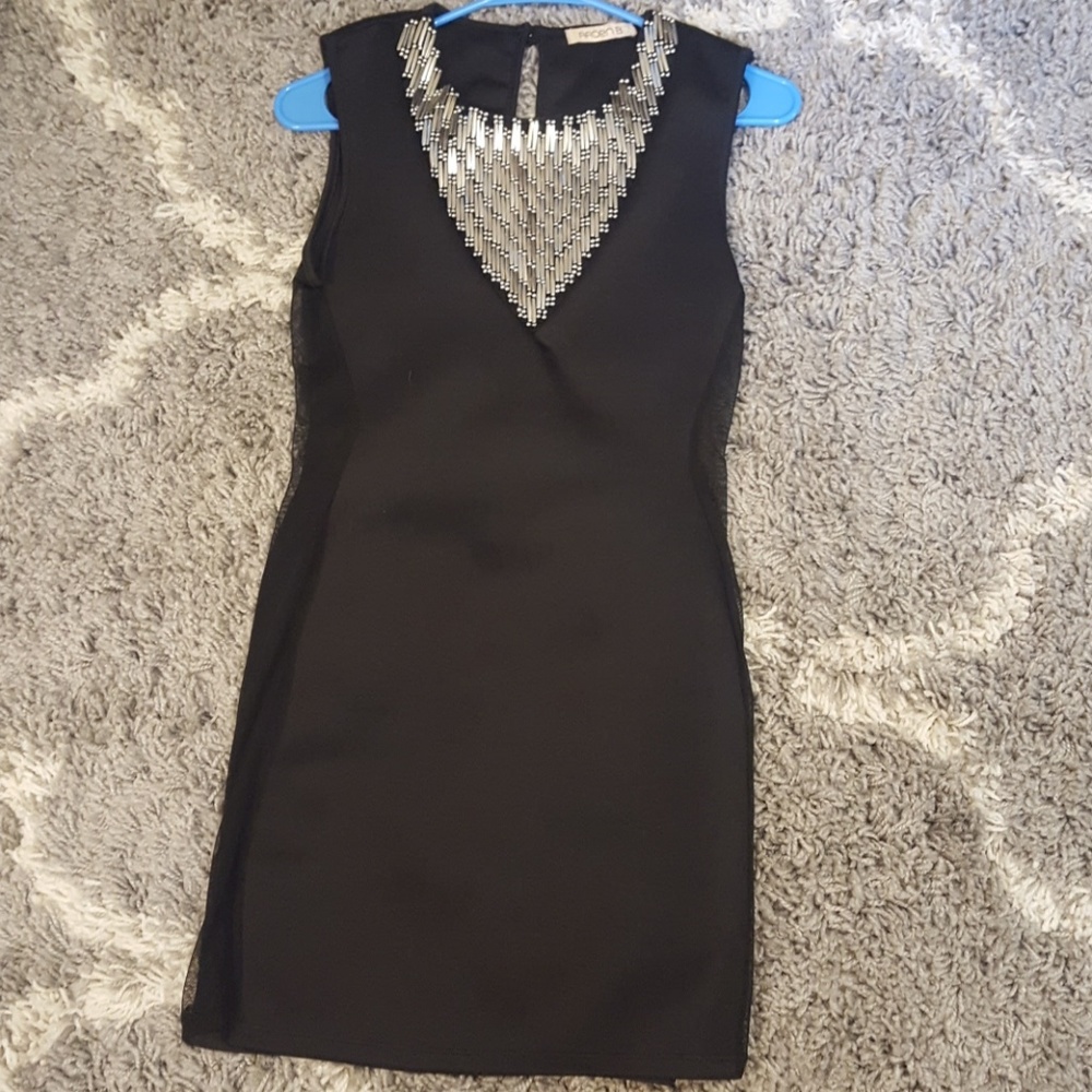 Arden B body con dress sheer sides